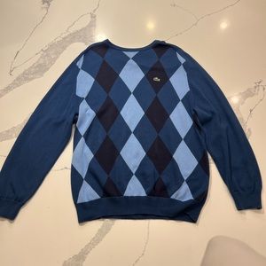 Lacoste XL (size 6) blue argyle pullover great condition